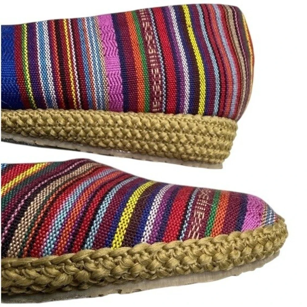 Beacon Espadrilles Women's Bright Multi Color Fabric Striped Boho‎ Slip On 7SS